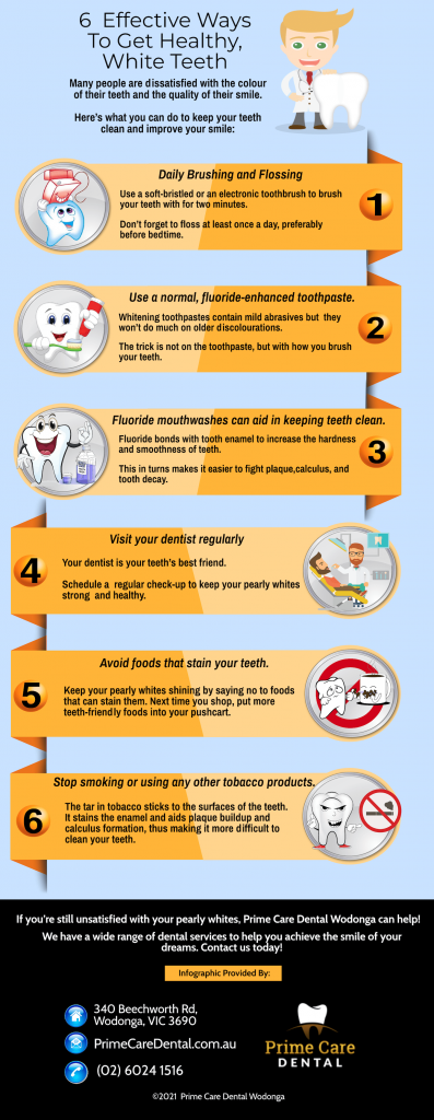 6 ways to get healthy white teeth wodonga infographic